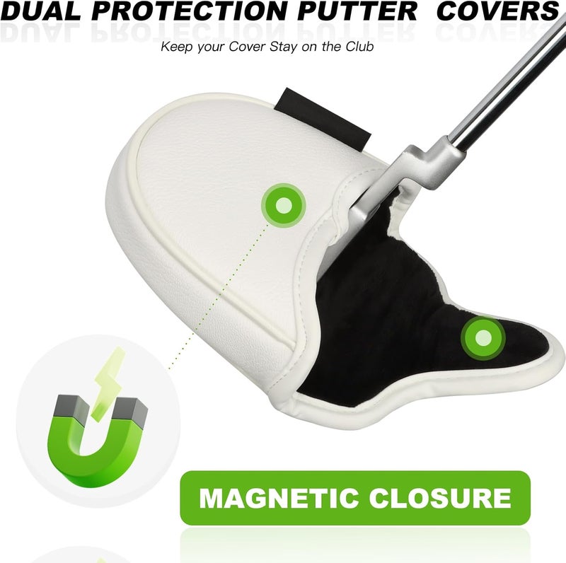 PONADA 4pcs or 1pc Golf Club Head Covers for Woods, Driver, Fairway, Hybrid – Premium PU Leather with Interchangeable Tags & Magnetic Blade and Mallet Putter Covers - Image 4